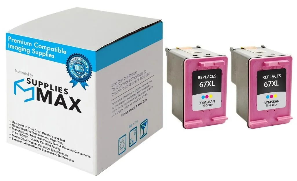 SuppliesMax SuppliesMax HP 67XL Tri-Color Ink Cartridge 2-Pack 200 Pages — product photo
