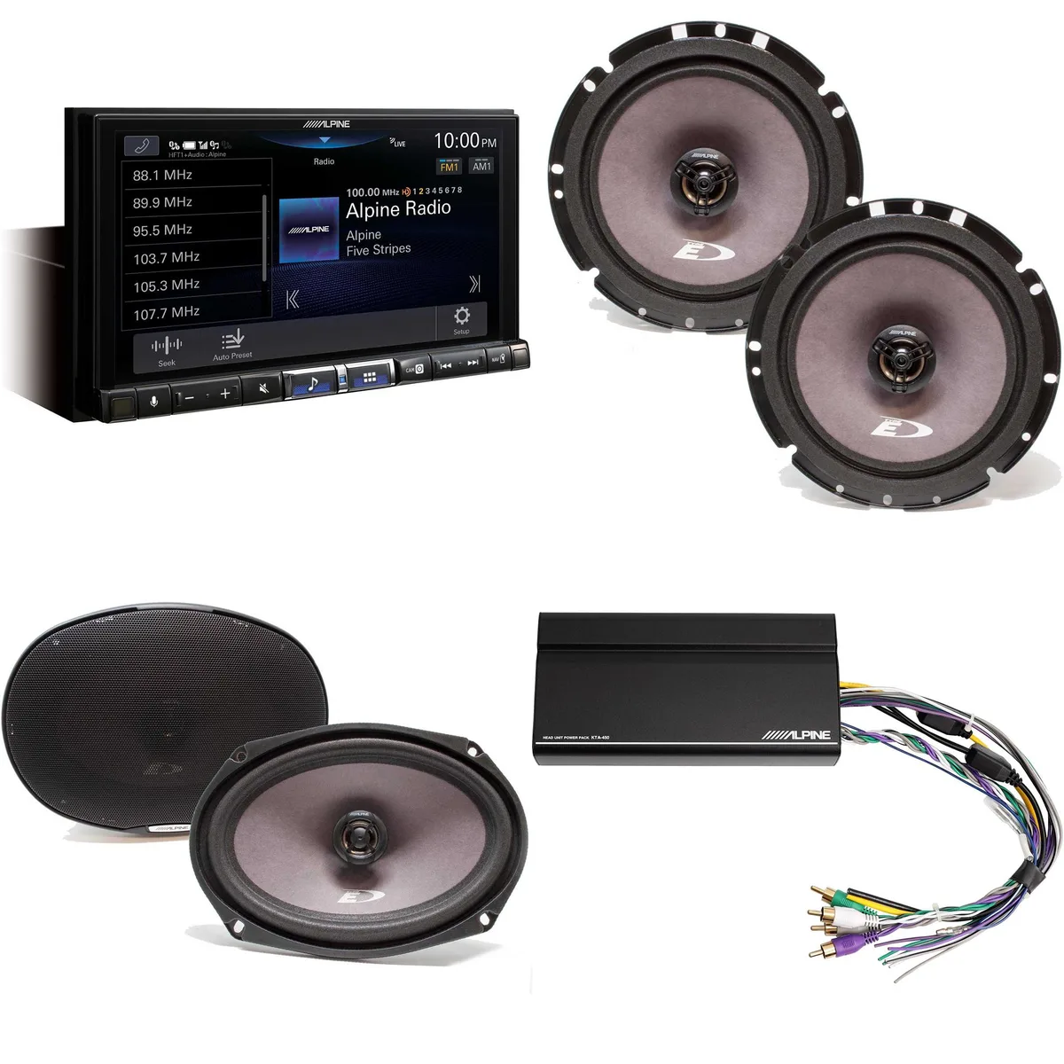 Alpine Alpine iLX-507 7" Receiver Bundle with SXE-1726S 6.5" &amp; SXE-6926S 6x9" Speakers &amp; KTA-450 Amp — product photo