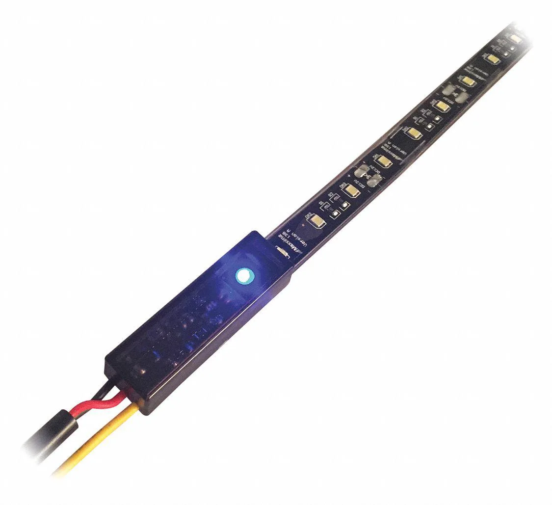 White rectangular LED strip light 18 inches long half inch wide 13/64 inch deep PVC silicone surface mount