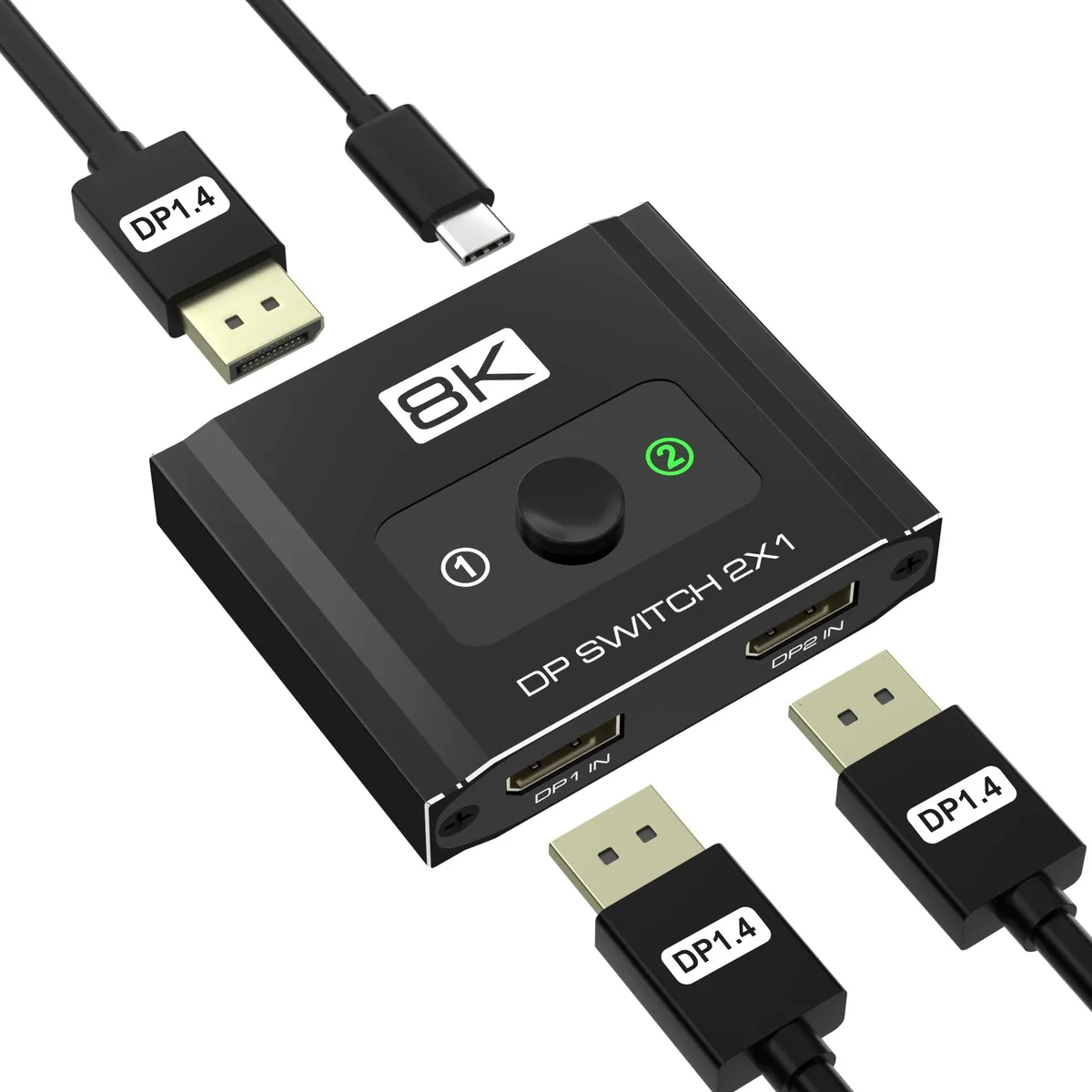 KEHIPI KEHIPI CL-DP201 DisplayPort Switch 2-in-1-out 8K@60Hz 4K@144Hz — product photo