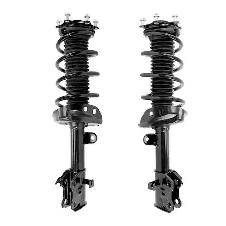 Unity front complete strut assembly kit, two pre-assembled units, silver metal finish, coil springs and top mounts visible