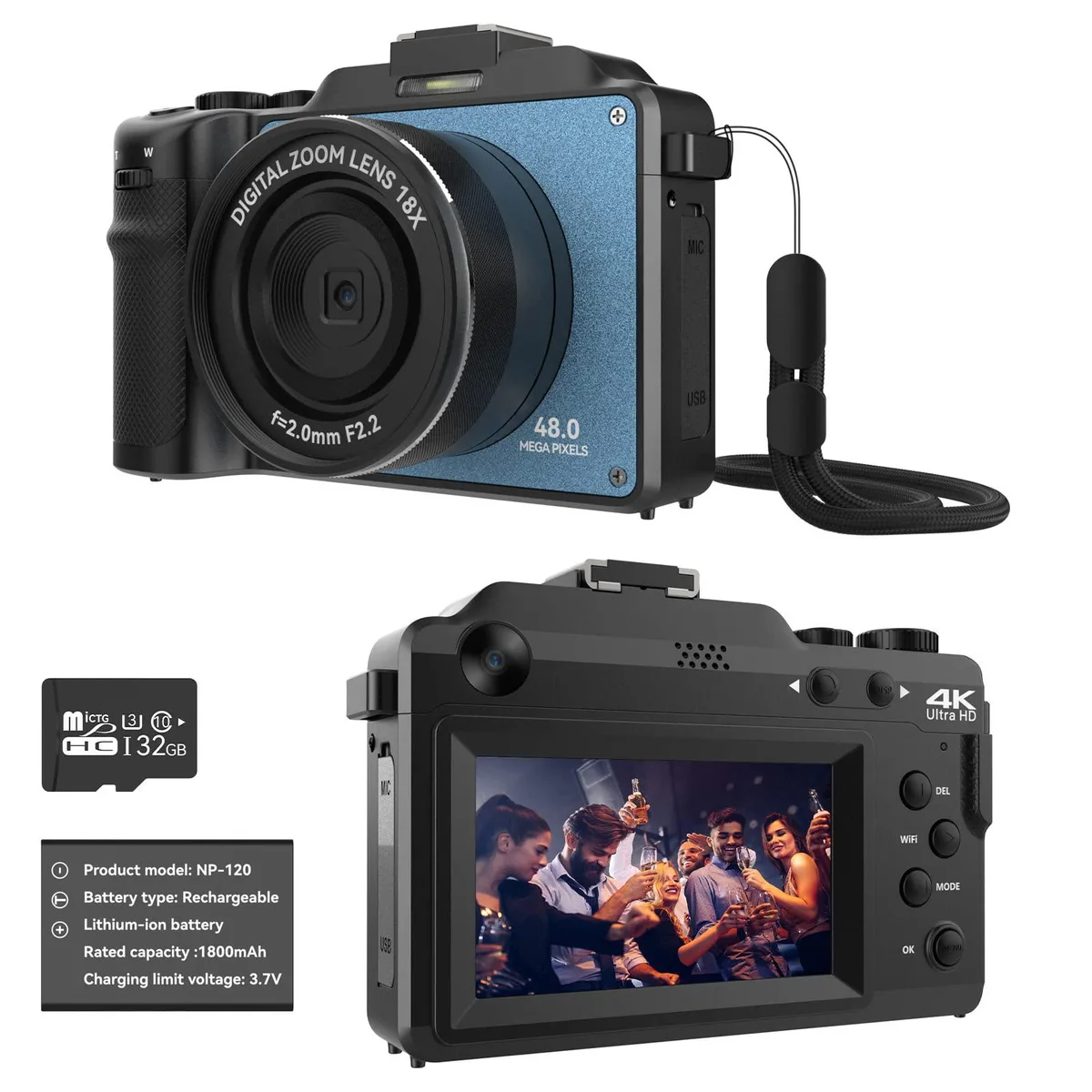 BOYIFZ BOYIFZ 48MP 4K Compact Mirrorless Camera Ultramarine 3.0-inch 32GB — product photo