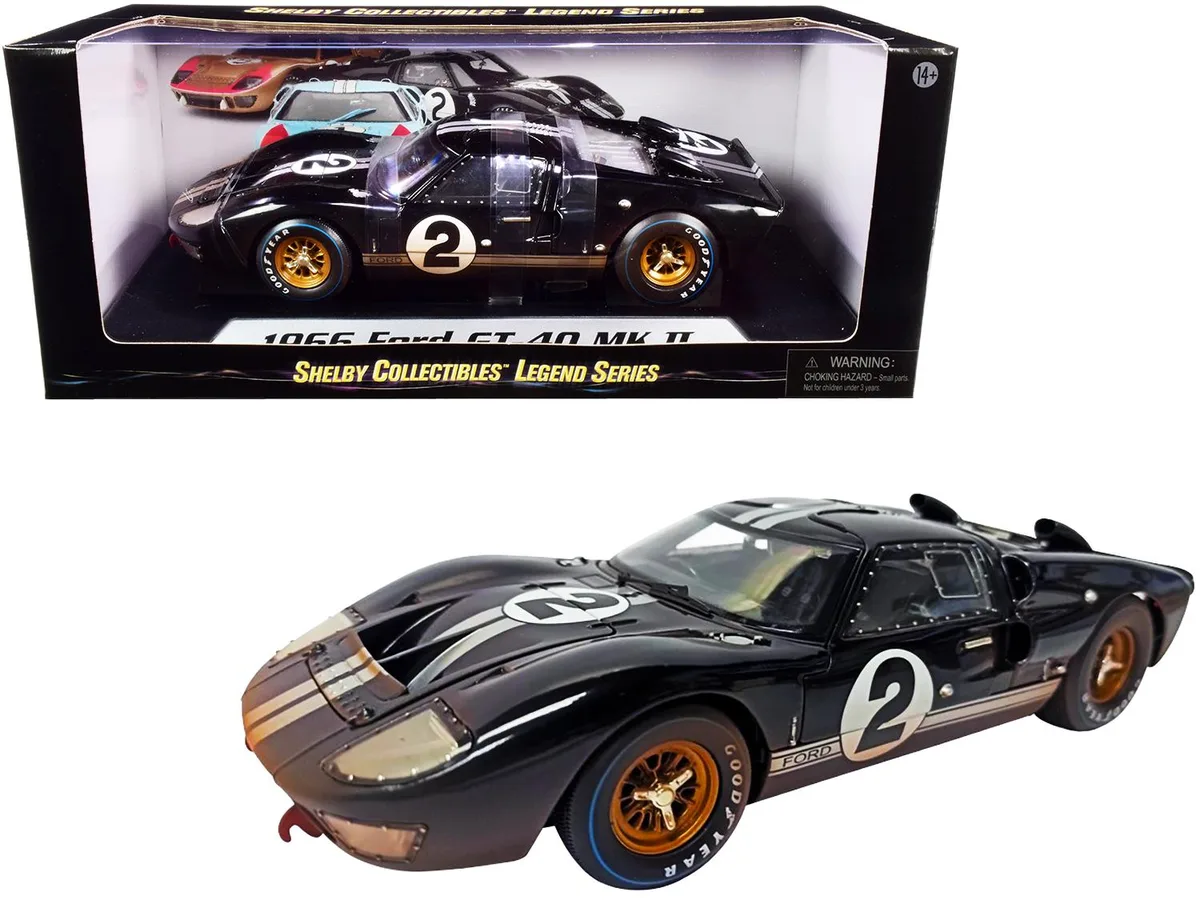 Shelby Collectibles Shelby Collectibles 1966 Ford GT-40 MK II #2 Dirty Version 1/18 Vehicle — product photo