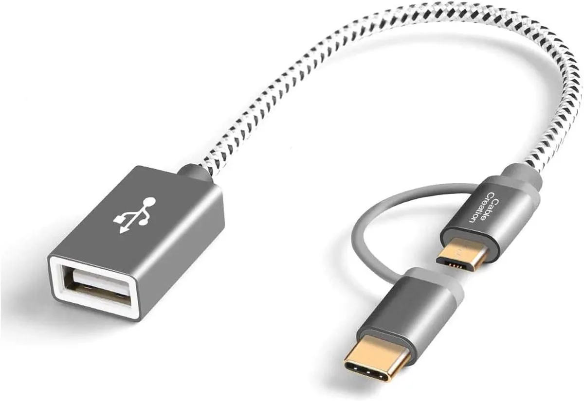 CableCreation CableCreation Micro USB + USB-C to USB 2.0 Female Adapter .6ft Space Gray — product photo