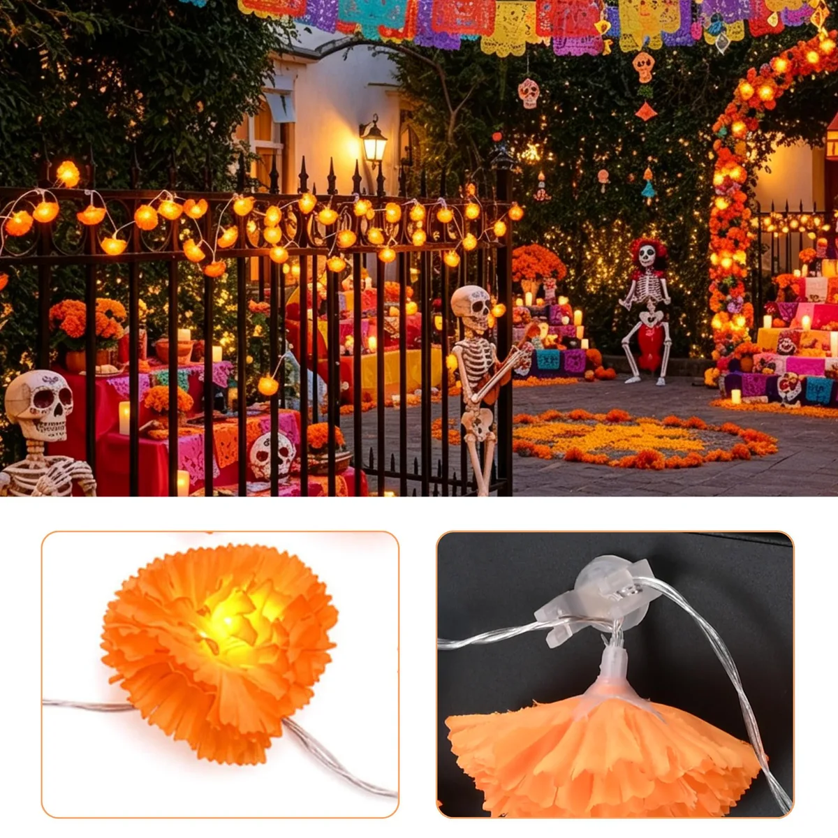 Yescom USA, Inc. Yescom USA, Inc. 60HALHOK067-WSJU-U 2 Pack 20ft 40LED String Lights with 100 Magnetic U-Clips — product photo