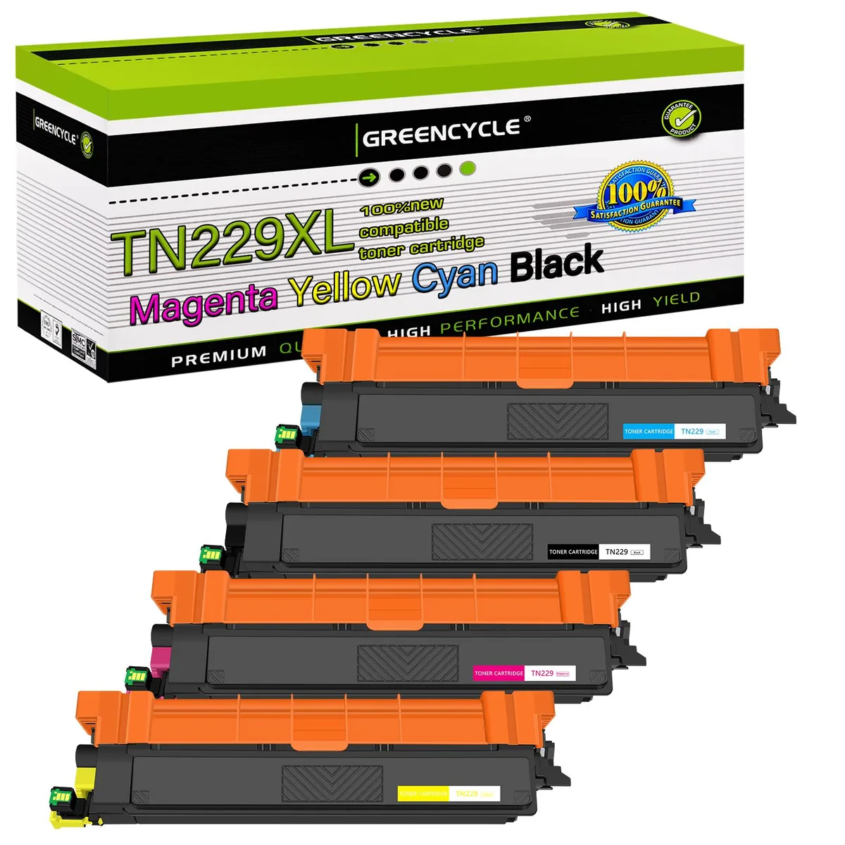 GREENCYCLE GREENCYCLE TN229XL 4-Pack Toner Cartridge (BK/C/M/Y) 3000/2300 Pages — product photo