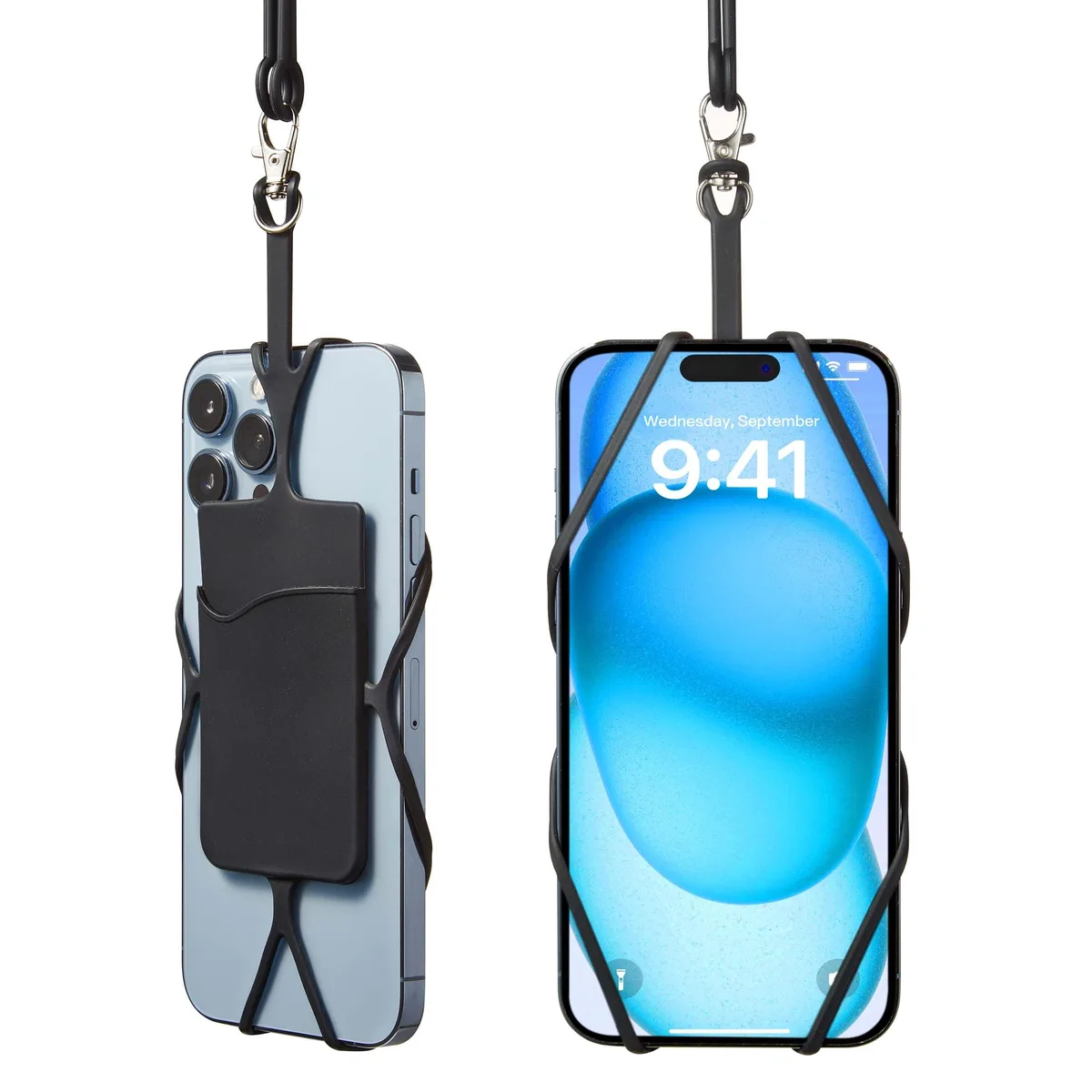 Kinizuxi PH22 Phone Mount 2 Pack Silicone Lanyard Card Pocket 550x70MM Black — product photo