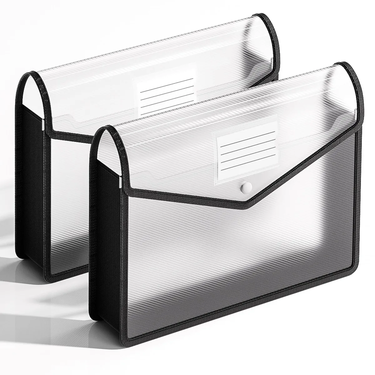 Two black polypropylene expanding file folders 13 by 9.8 inches 2.75 expansion