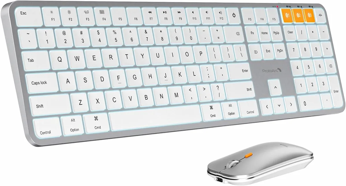 Protoarc Protoarc CP012798 Bluetooth Keyboard and Mouse Combo White Silver — product photo