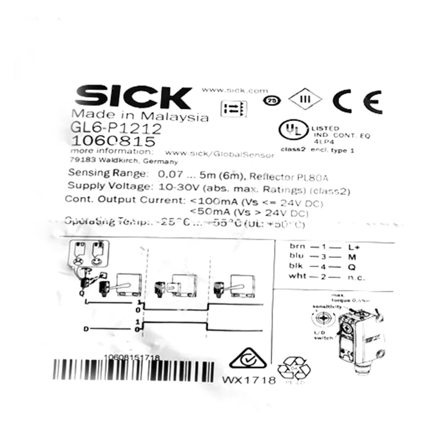 ZIBOO ZIBOO SICK GL6-P1212 Photoelectric Sensor PNP 6m Range — product photo