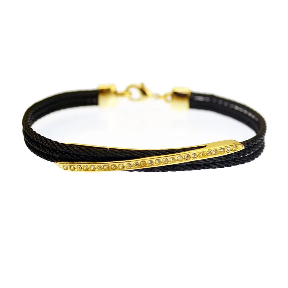 Vandue Corporation Vandue Corporation KABL-MILAN-BKGO Stainless Steel Bracelet Black Onyx/Gold — product photo