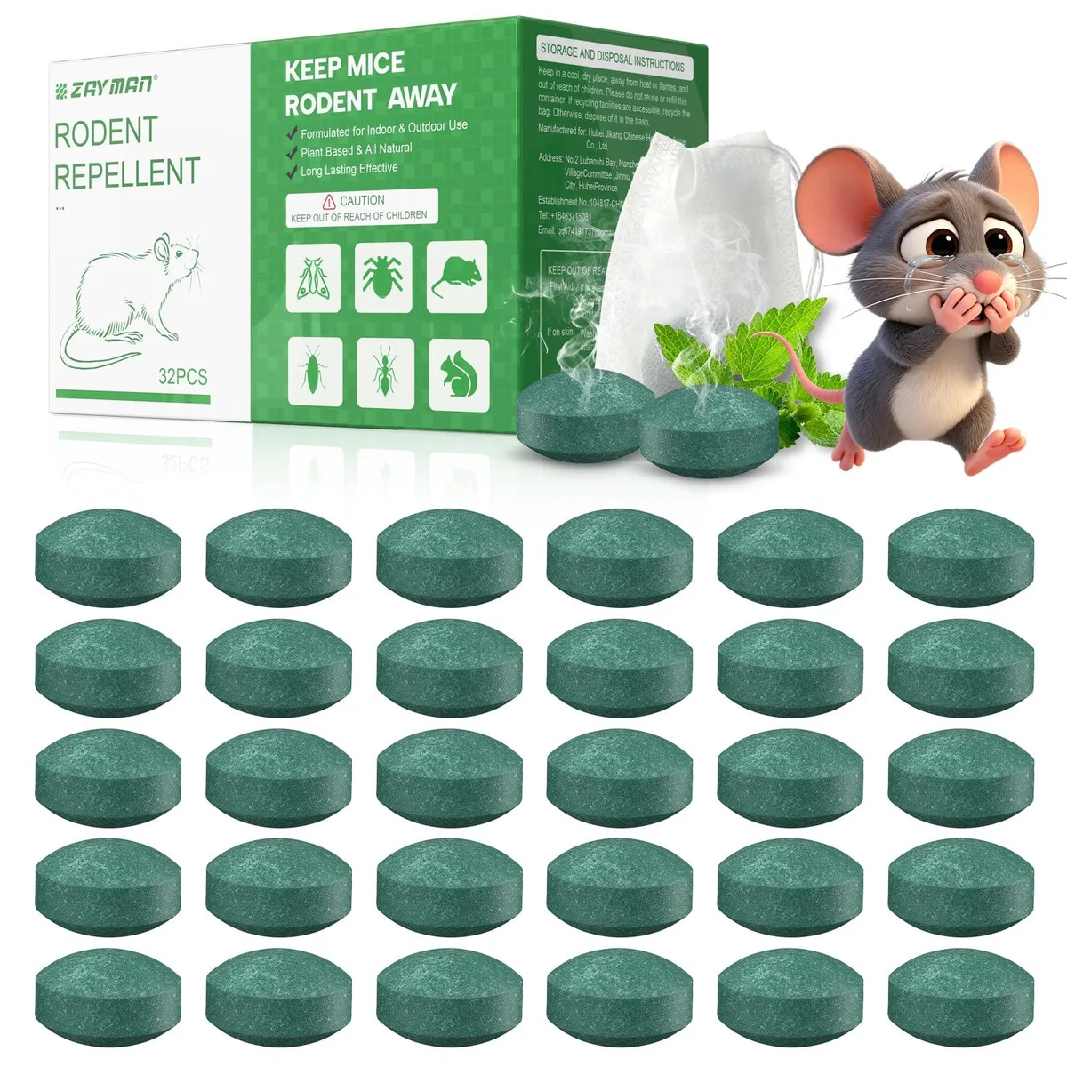 Thirty-two peppermint lemon oil repellent balls in mesh bags for indoor and outdoor pest control