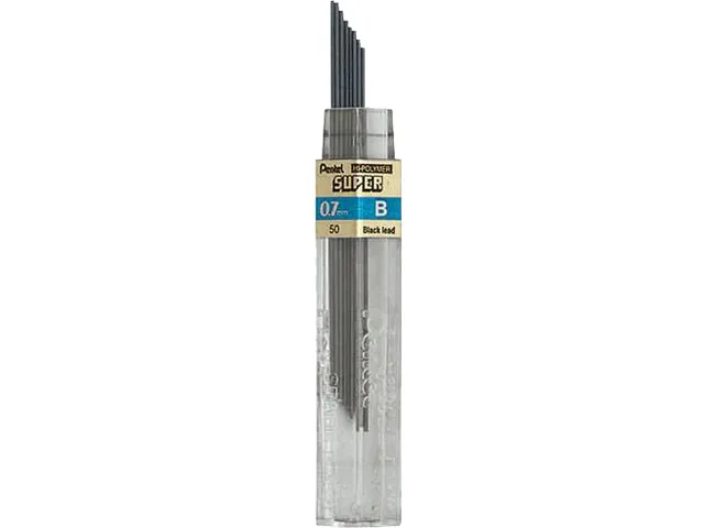 Pentel of America, Ltd. Pentel of America, Ltd. 50BBX Super Hi-Polymer Lead Refills 0.7 mm B Black 144 Box — product photo