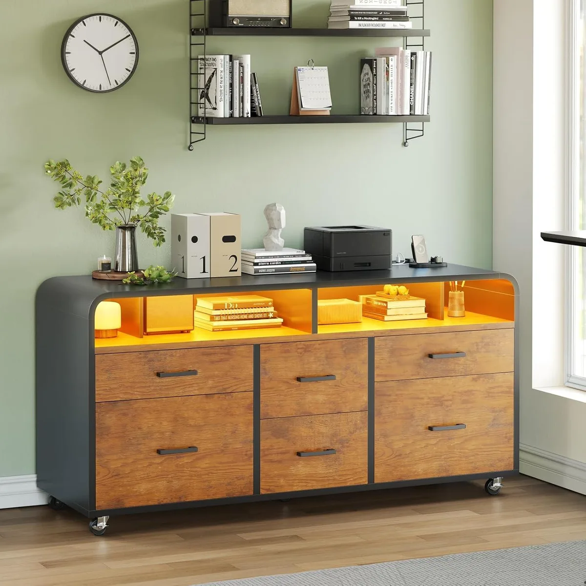 BFKK BFKK 6-Drawer File Cabinet 47.2" Rustic Brown — product photo