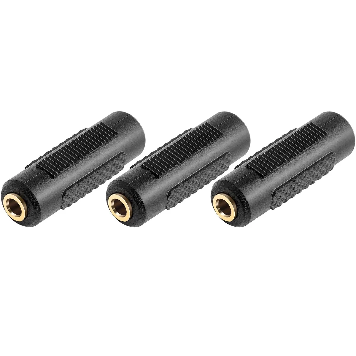 BUCIER BUCIER 3.5mm Stereo Jack Coupler Female-Female Gold 3-Pack — product photo