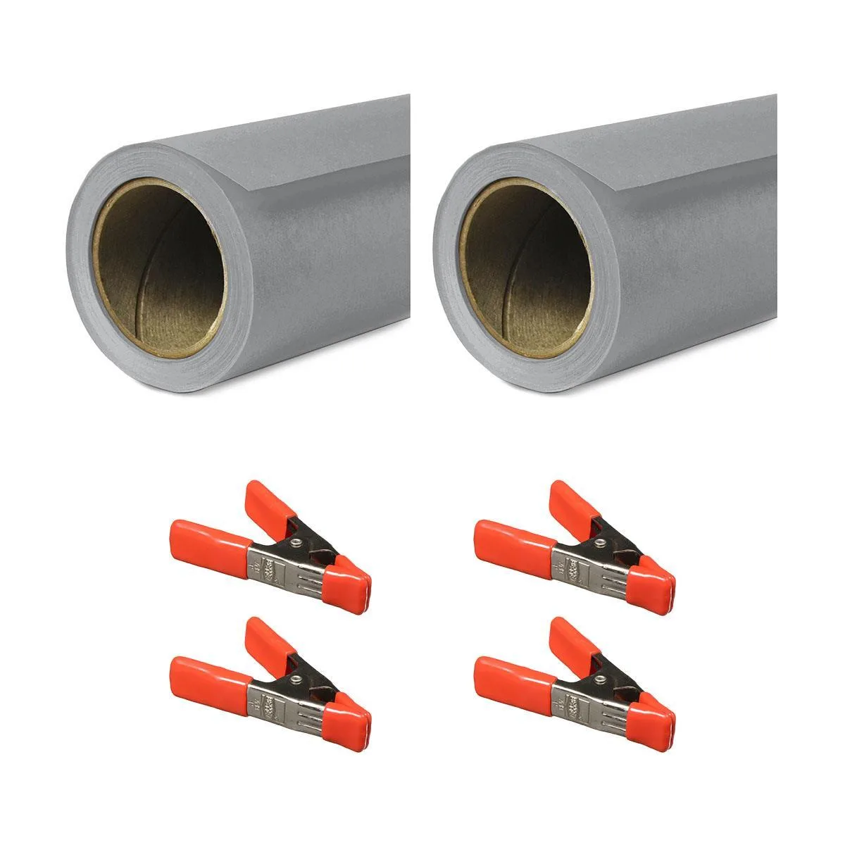SAVAGE SAVAGE Widetone Seamless Background Paper 53" x 36' Fashion Gray 2-Pack with 4 Clamps — product photo