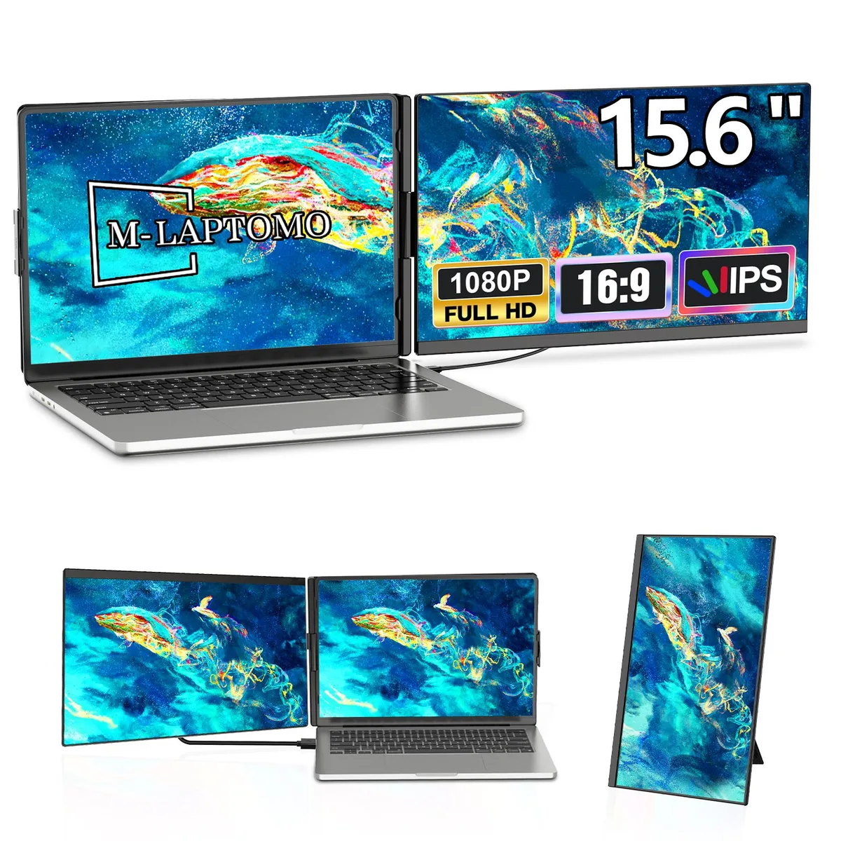 Laptomo Laptomo 15.6" FHD IPS Portable Monitor 120% sRGB 60Hz Black — product photo