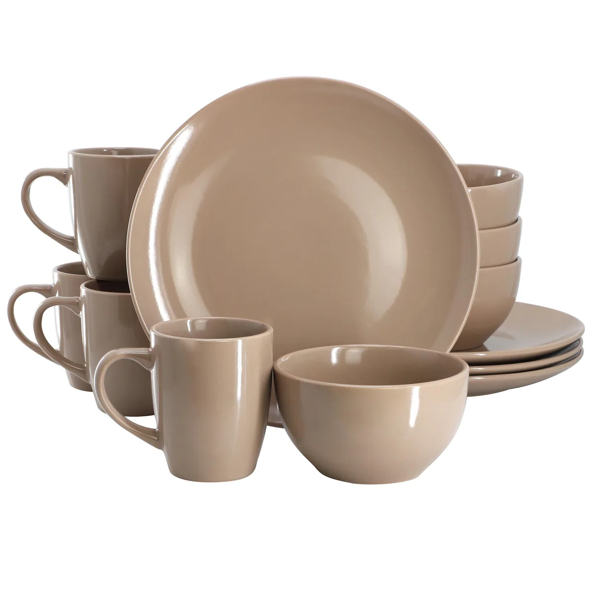 Gibson Home Gibson Home Everyday Plus 12 Piece Dinnerware Set Mocha Brown — product photo