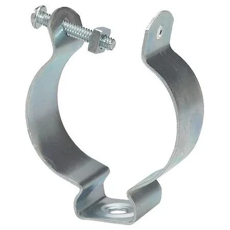 Zinc-plated steel conduit clamp for two-inch EMT or rigid pipe, screw-on strut mounting