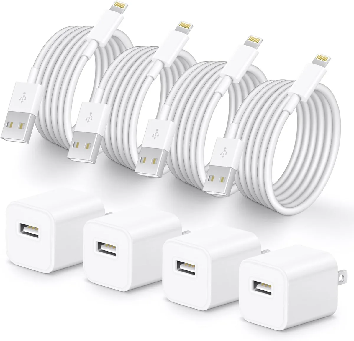 ONITOON ONITOON USB Wall Charger with 6 ft Lightning Cable 4-Pack MFi Certified — product photo