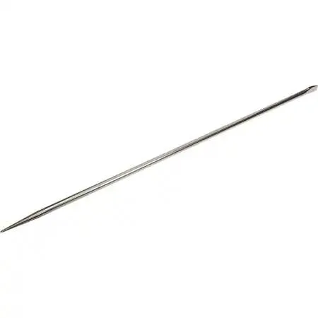 Long nickel-plated steel pinch bar with tapered chisel end and pointed tip