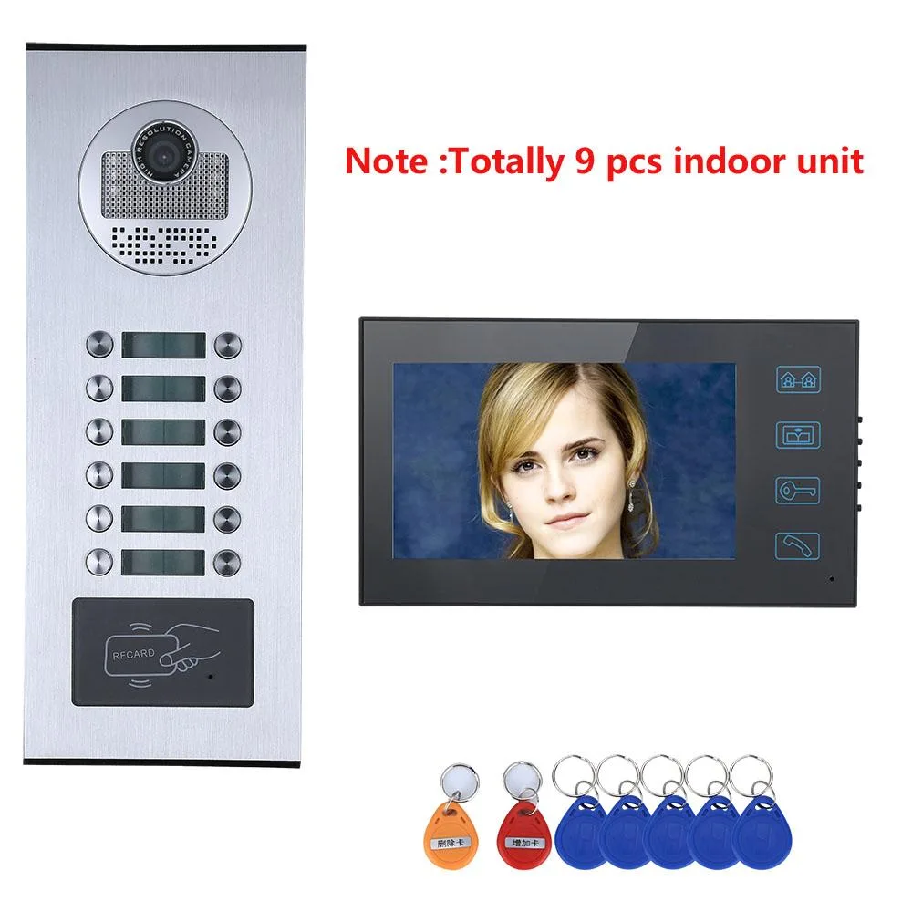 visiPower visiPower 7" Wired Video Intercom Kit 3 Apartment 3 Monitor RFID 1000TVL — product photo