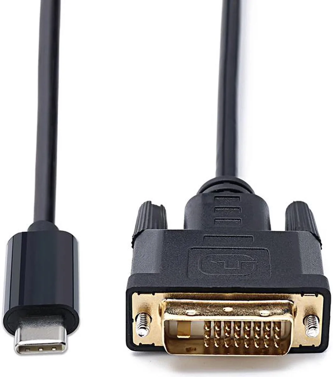 USB-C to DVI cable with DVI 24+1 connector, six foot length