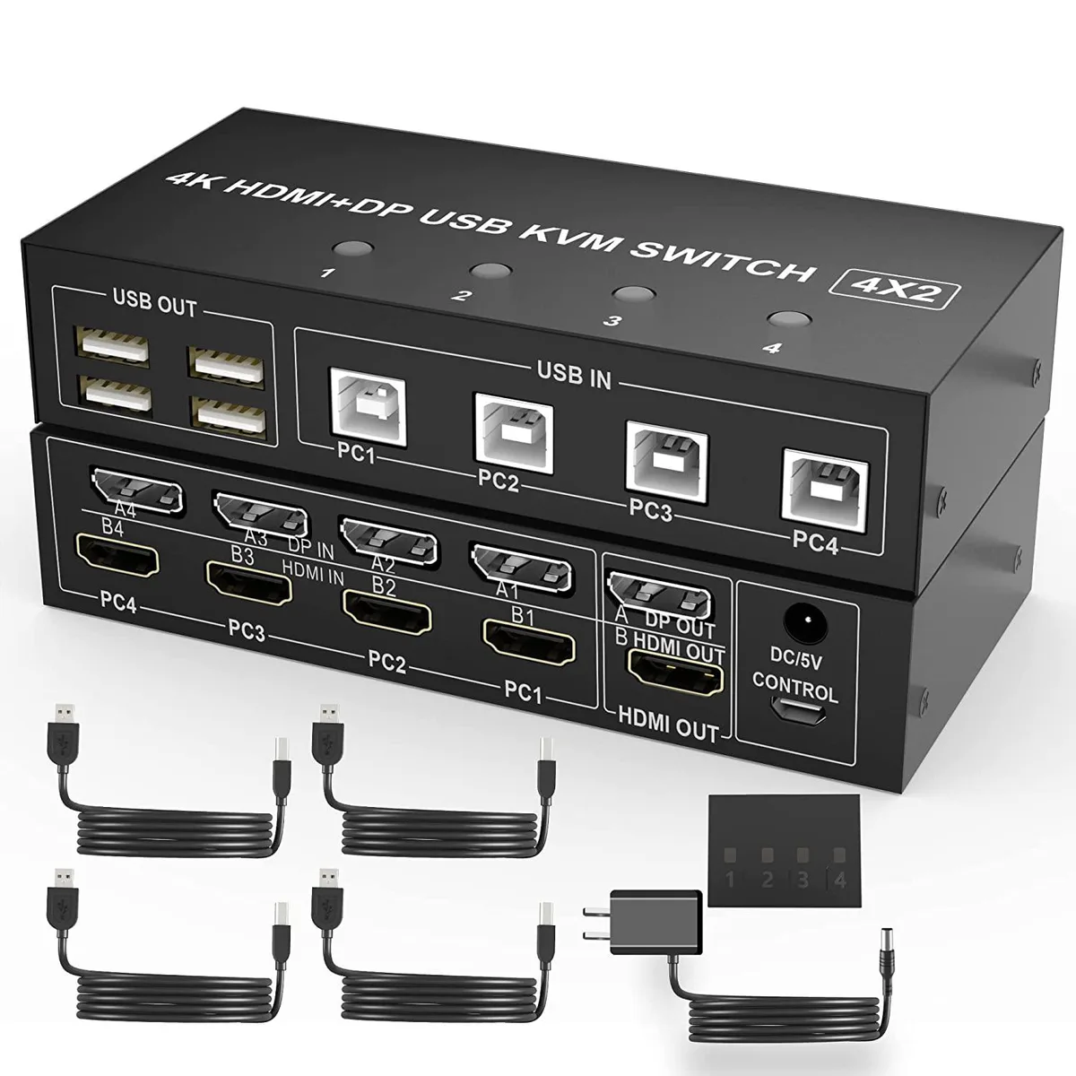 AUTYUE AUTYUE 4-Port Dual Monitor HDMI/DP KVM Switch 4K 60Hz — product photo