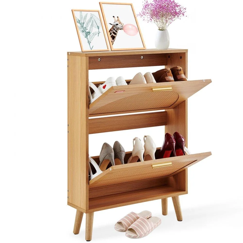 VEVOR VEVOR HZR001 Shoe Cabinet 2 Flip Drawers Rattan 600x168x877mm — product photo
