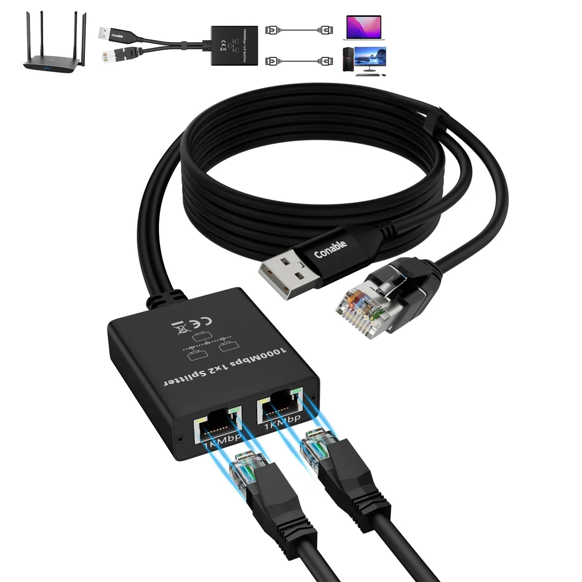  Comtrend CORJ45-DURJ45-6FT Gigabit Ethernet Splitter 1000Mbps powerline networking — product photo