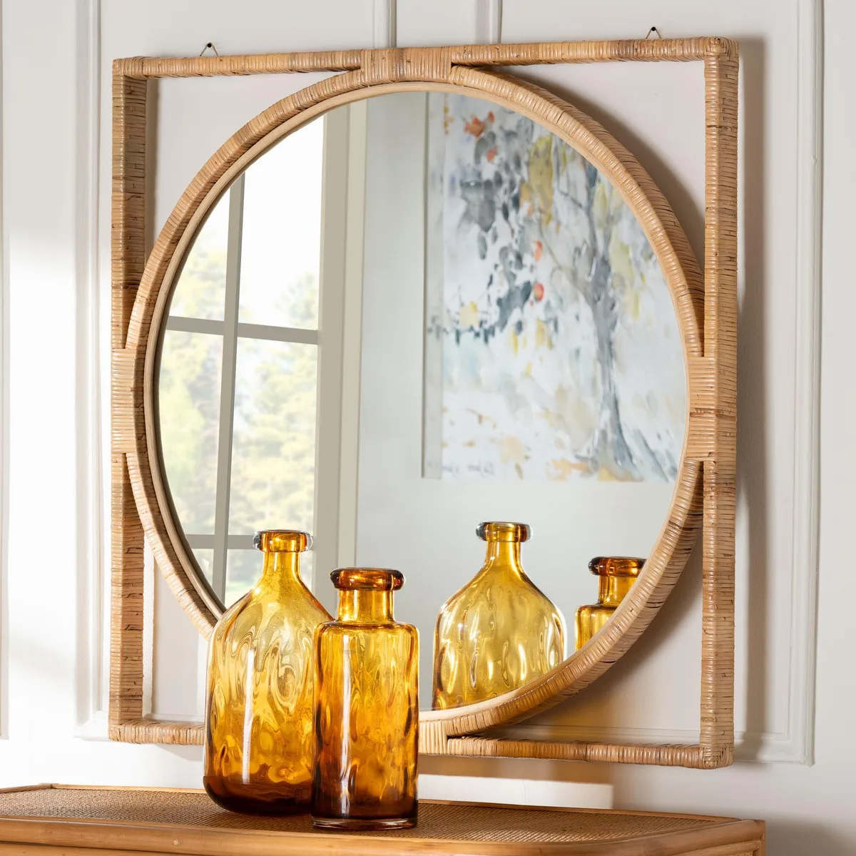 bali &amp; pari bali &amp; pari 248-13116-13780-NEGGS Natural Rattan Square Wall Mirror — product photo