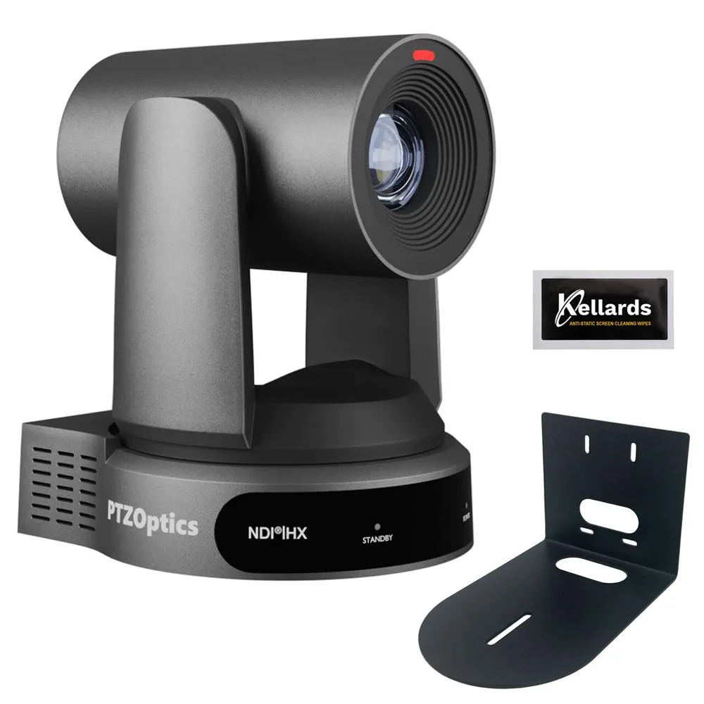 PTZOptics PTZOptics Move 4K 30x Zoom Gray Bundle Wall Mount Cleaning Wipes — product photo