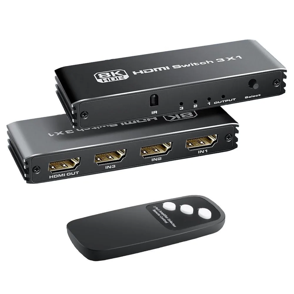 WRIARICH WRIARICH OZQ1-1A 3 Port 8K HDMI 2.1 Switch 48Gbps — product photo