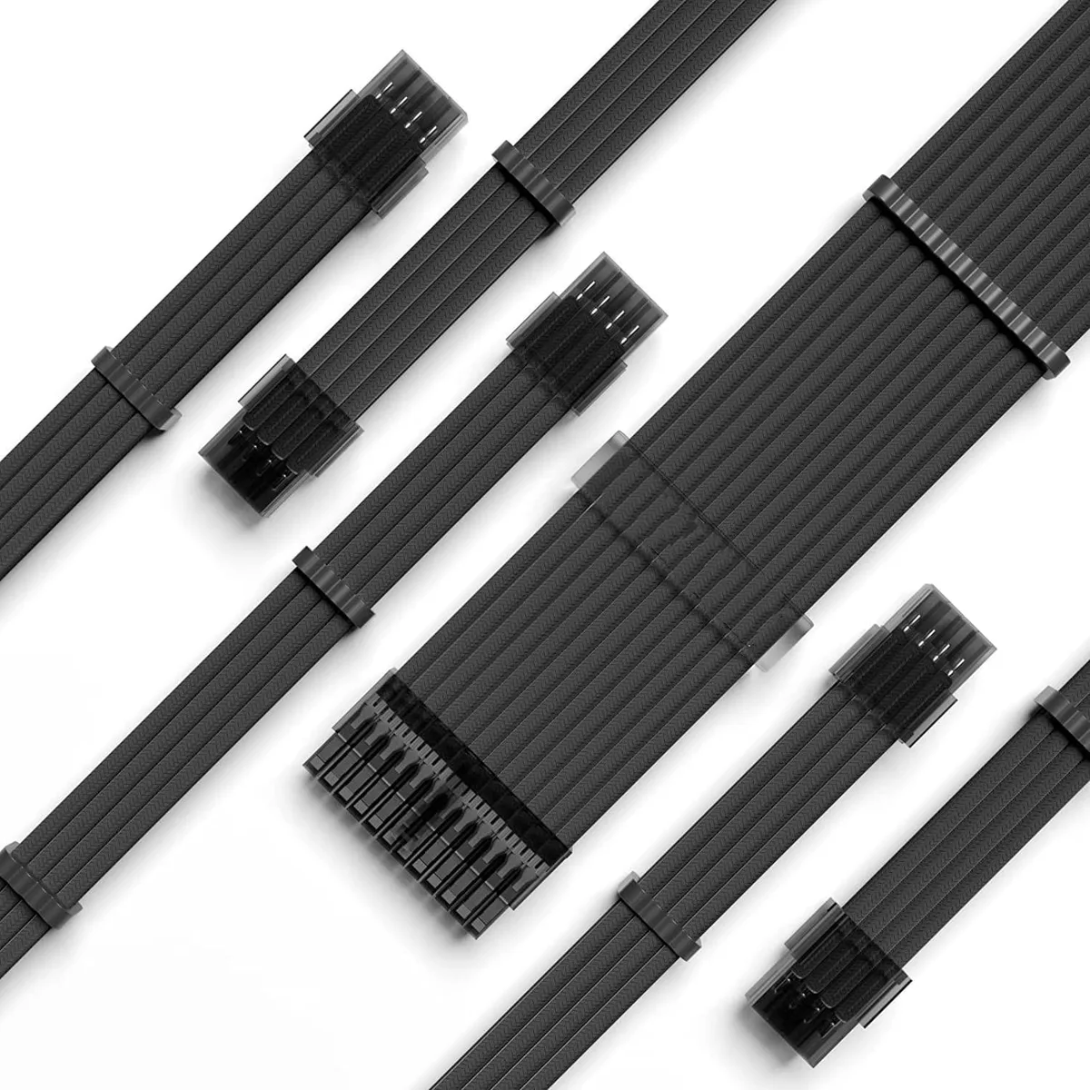BUCIER BUCIER PSU Extension Cable Kit Black 18AWG 24Pin ATX 8Pin EPS 8Pin PCIe 6PCS — product photo