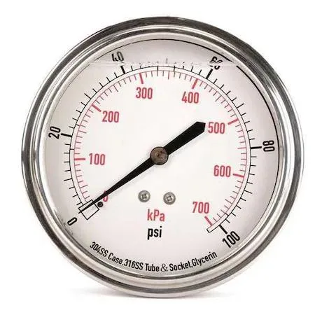 Value Brand Value Brand 4CFV2 Commercial Pressure Gauge 0-100 psi 3-1/2 in Dial 1/4 NPT — product photo