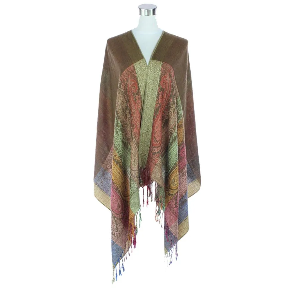 Ankarsrum Original USA Ankarsrum Original USA Two Sides Paisley Pashmina Shawl Olive Brown — product photo