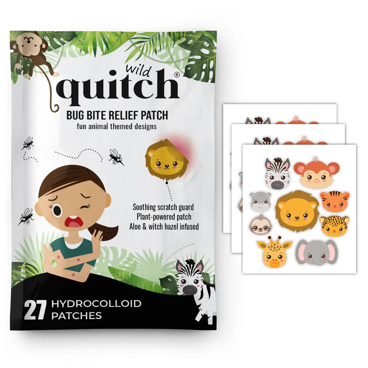 Pack of 27 blue hydrocolloid first aid patches with animal shapes