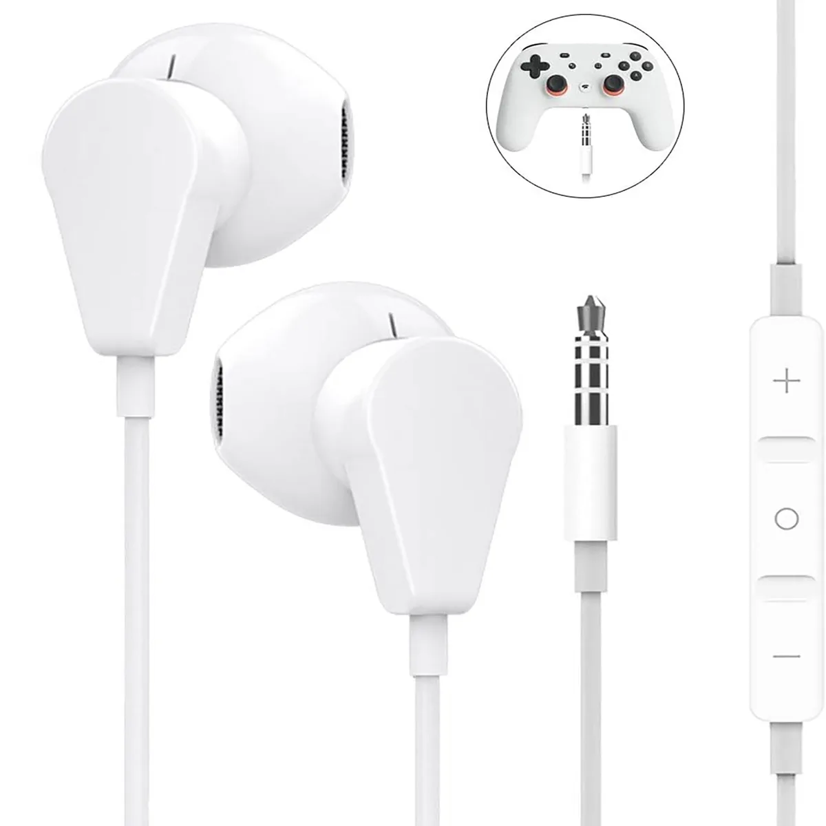 Geekria Geekria 3.5mm Earbuds with Microphone, White — product photo