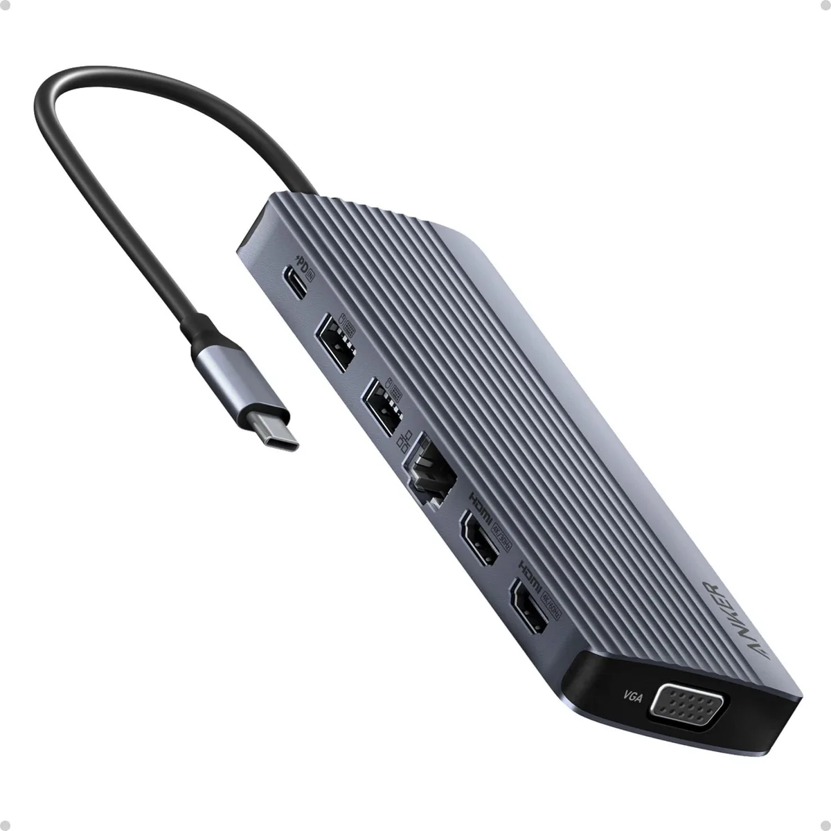  Anker A8389 14-in-1 USB-C Hub Triple Display 80W PD Grey — product photo