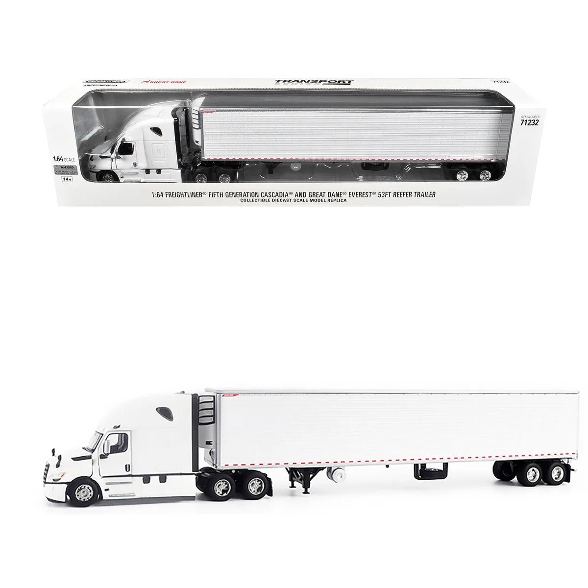 DieCast Masters DieCast Masters 2025 Freightliner Cascadia Gen-5 Tractor &amp; Refrigerated Trailer Winter White 1/64 — product photo
