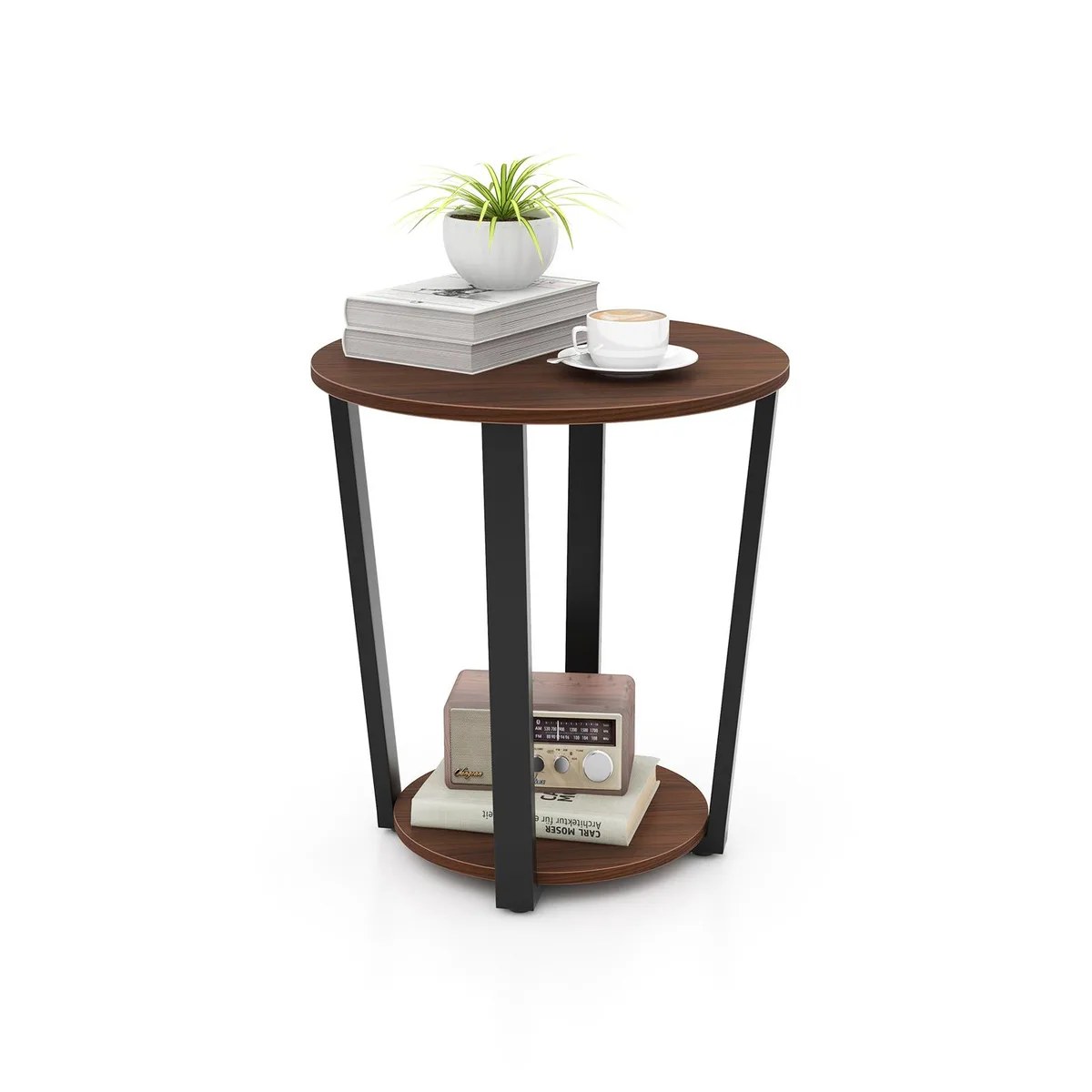 SlickBlue SlickBlue Round End Table Walnut 19.5" 22.5" 12 lbs — product photo
