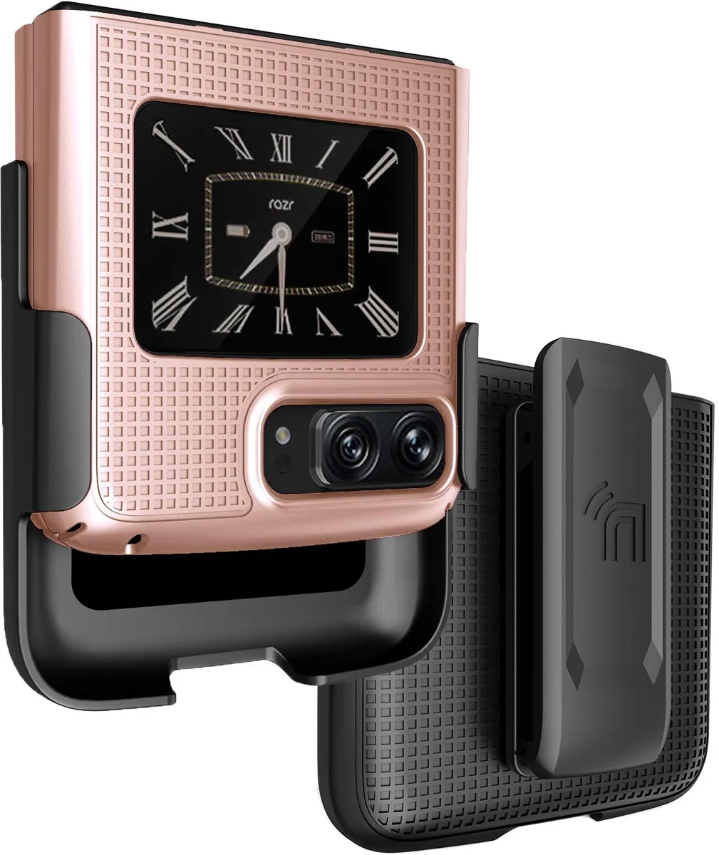 Nakedcellphone Nakedcellphone Grid Case + Belt Clip Rose Gold Motorola RAZR 3 5G 2022 — product photo