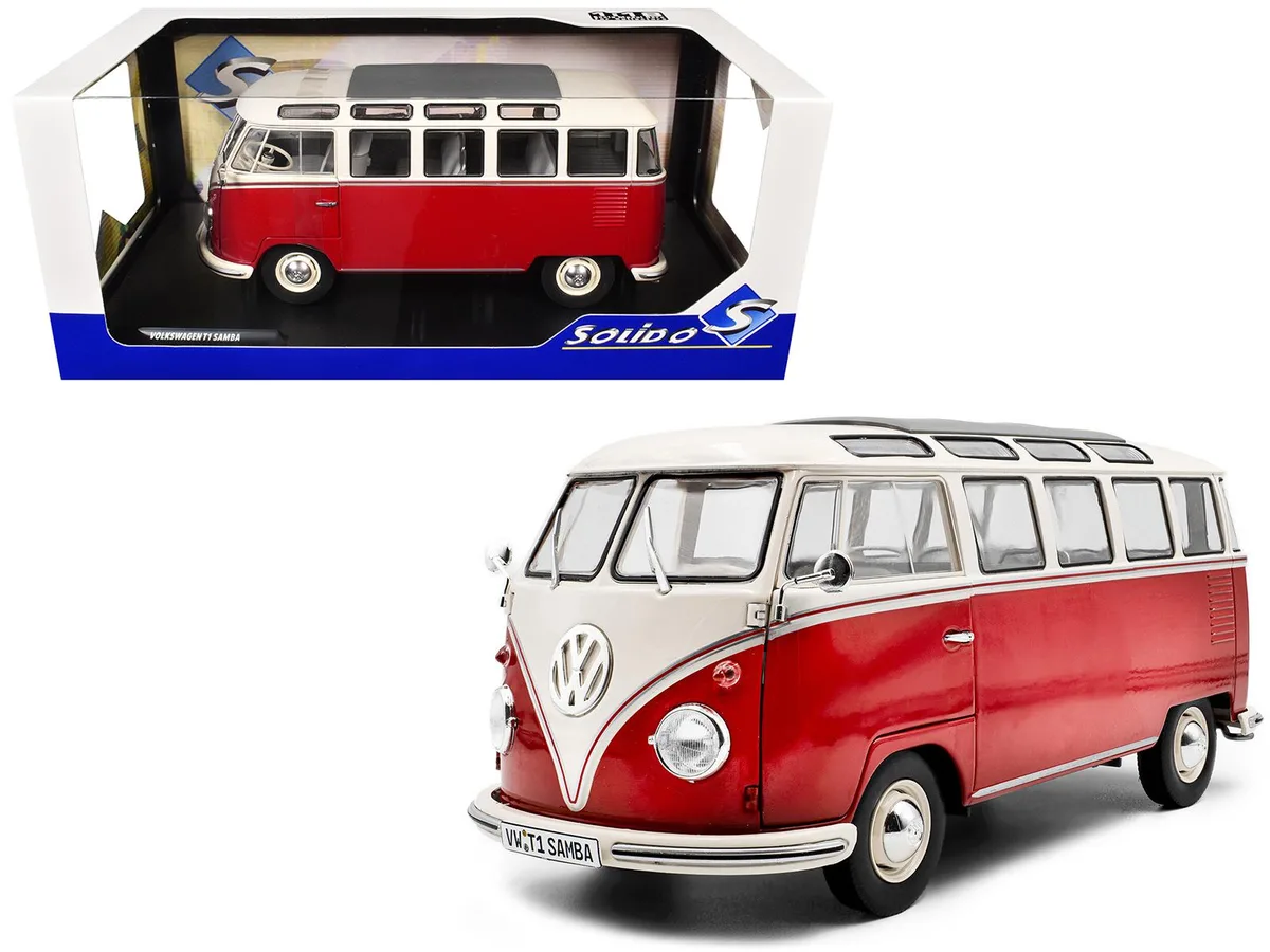 Solido Solido 1962 Volkswagen T1 Samba Bus Red White 1/18 Diecast — product photo