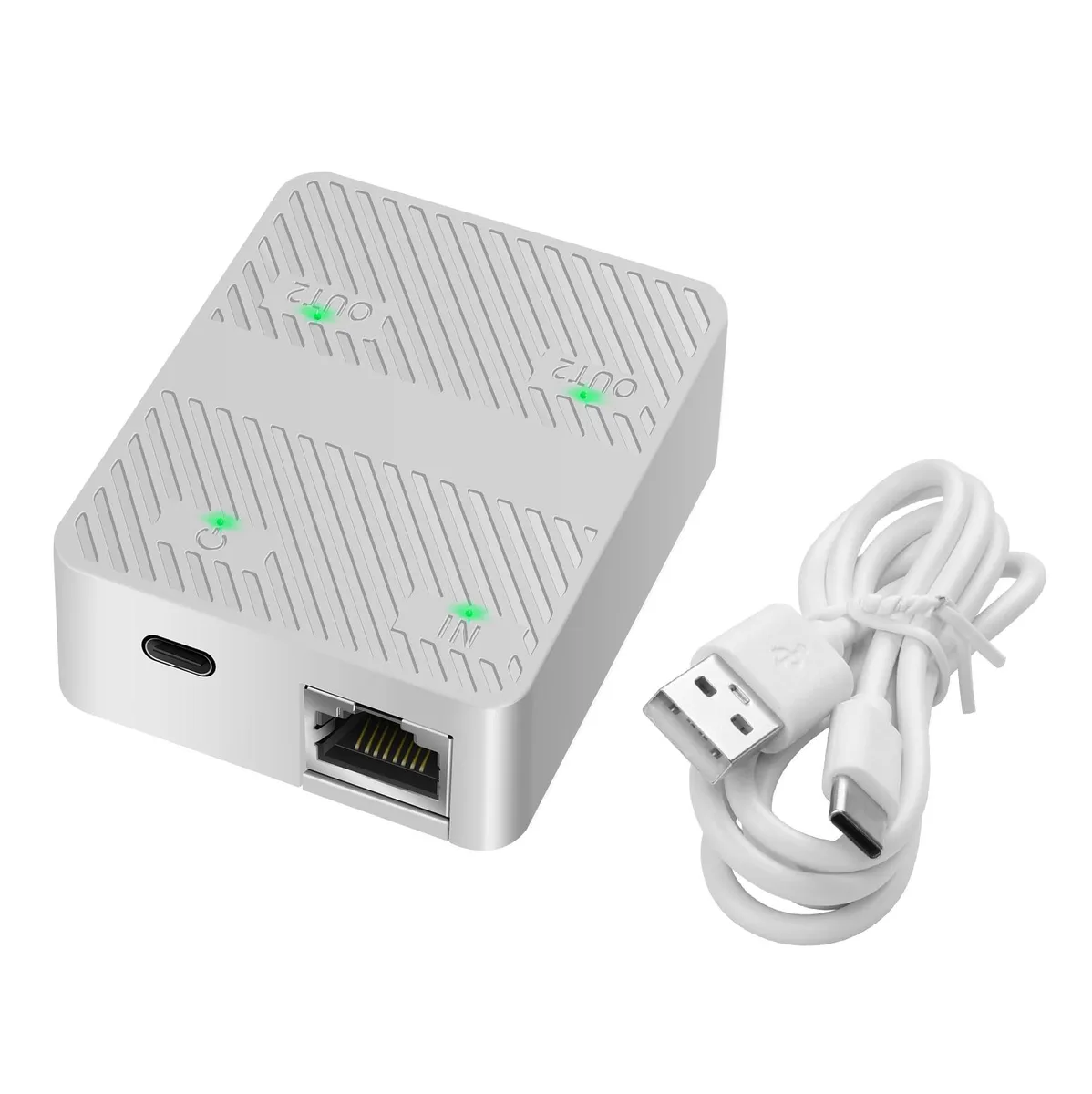 Vszerda Vszerda Ethernet Splitter 1 to 2 RJ45 100Mbps USB-C White — product photo