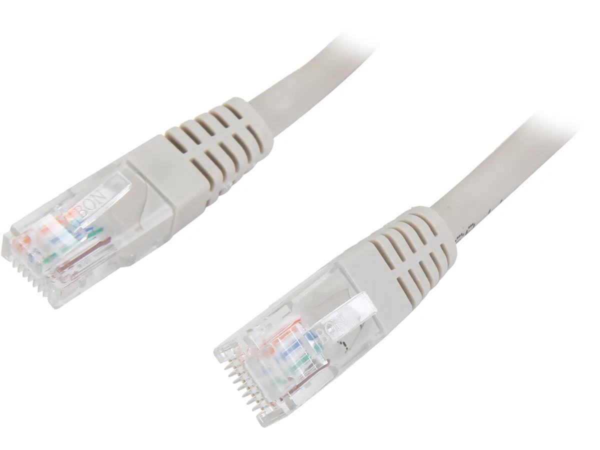 Gray Cat5e patch cable 50 ft with molded RJ45 connectors