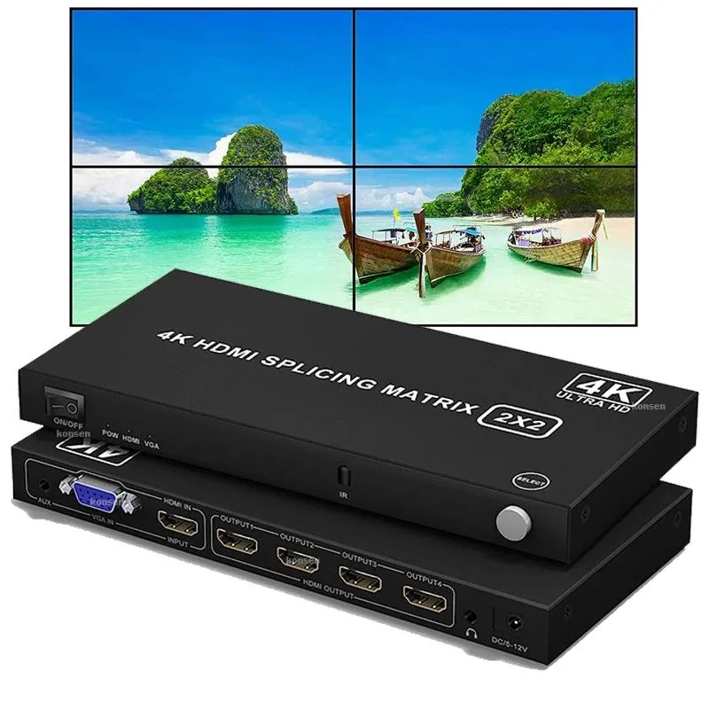 YINGHUA YINGHUA 2x2 4K HDMI VGA Video Wall Controller KVM Switch (US Plug) — product photo