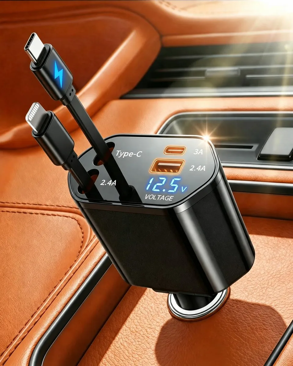 No Sew No Sew MimAuto 4-in-1 Retractable Car Charger 69W Black — product photo