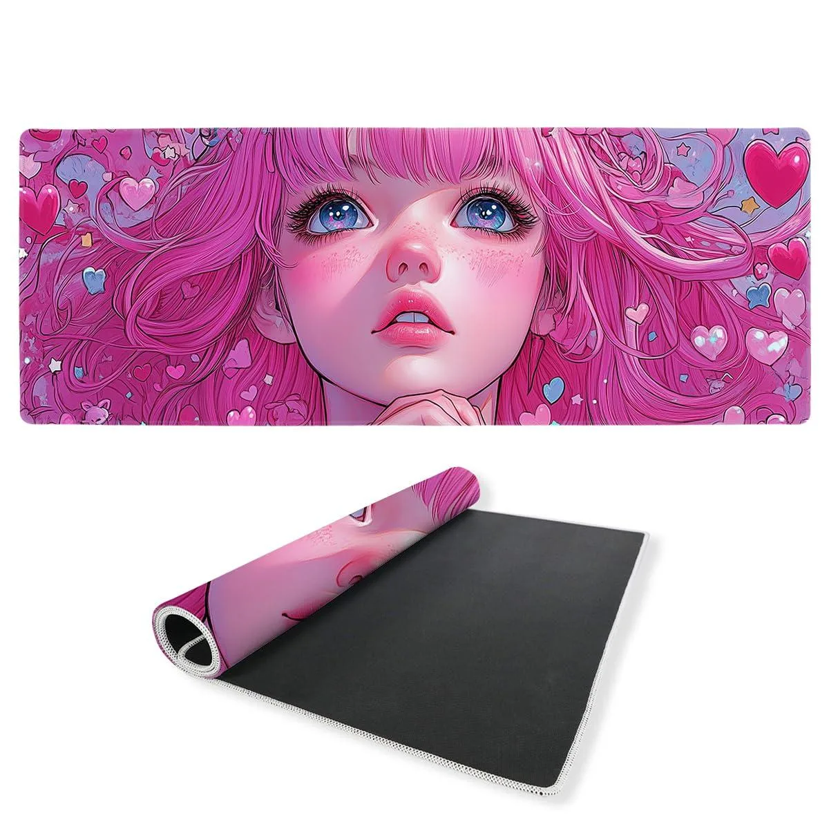  CYUEFAN Anime Girl Eyes Love Mouse Pad 35.4 x 15.7 Inches — product photo