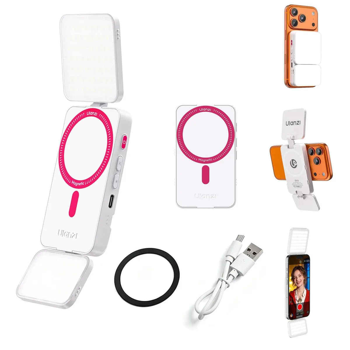  ULANZI GL01 Magnetic Selfie Light White 2500K-6500K 60min — product photo