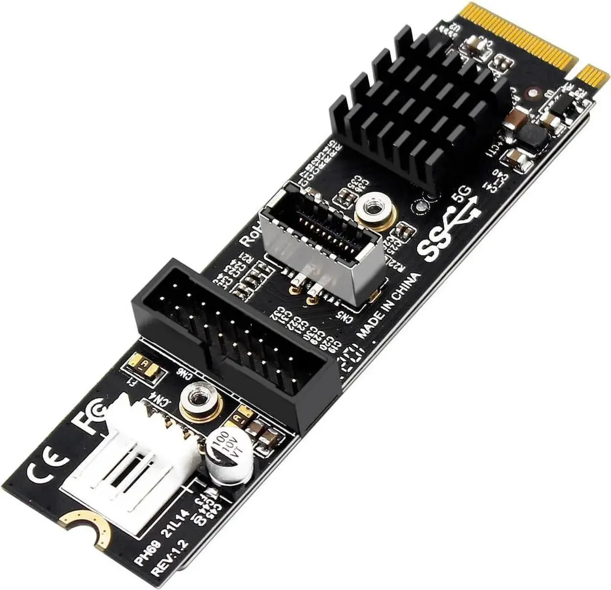 SMUGDESK SMUGDESK PH69 M.2 M-Key PCIe to USB3.1 Type-E/C+19/20Pin Data Adapter — product photo